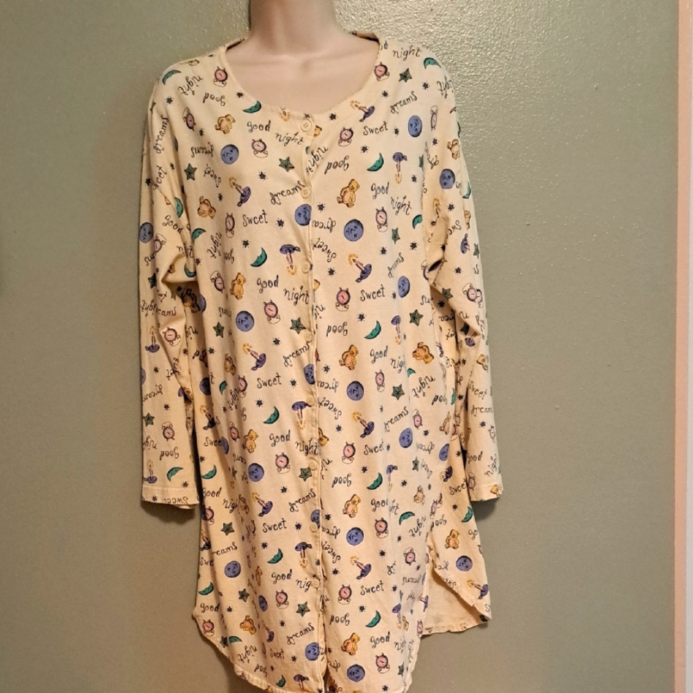 Vintage Night Shirt Cotton One Size Hong Kong